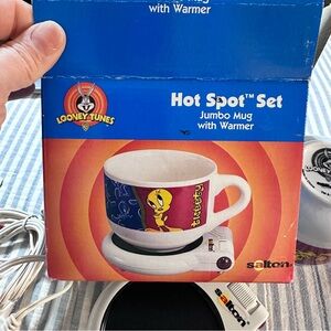 Vintage Hot Spot Set Tweety Jumbo Mug With Warmer NIB